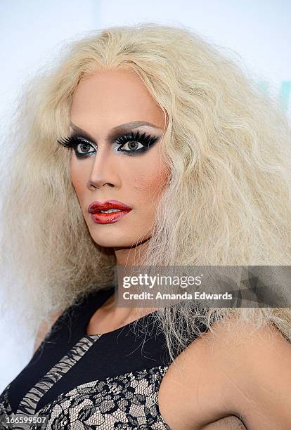 Dra queen Raja arrives at the Logo NewNowNext Awards 2013 at The Fonda Theatre on April 13, 2013 in Los Angeles, California.