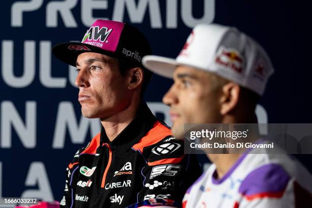 Aleix Espargaro of Spain and Aprilia Racing during presentation press conference of the MotoGP Of San Marino at Misano World Circuit on September 07,...