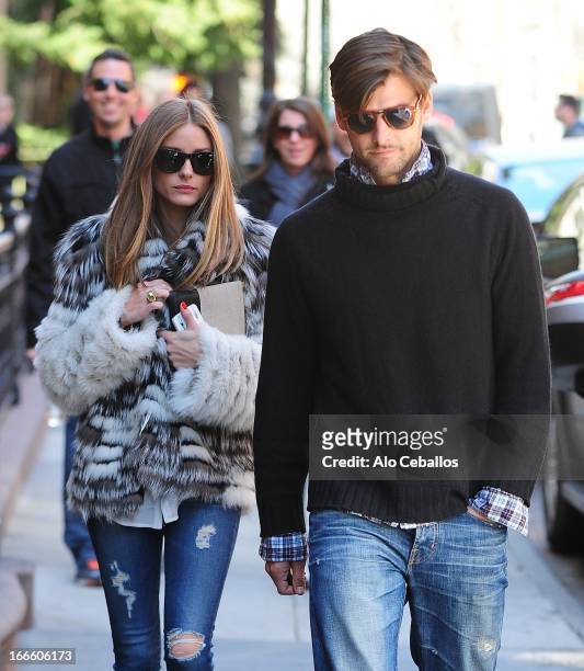Olivia Palermo and Johannes Huebl are seen in the West Village on April 14, 2013 in New York City.