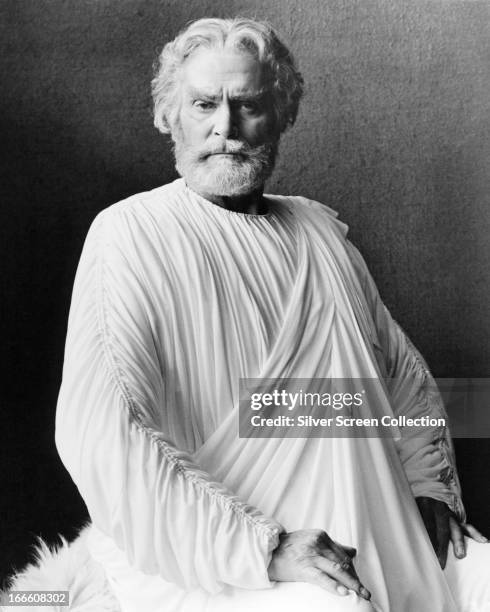 English actor Laurence Olivier as Zeus in 'Clash Of The Titans', directed by Desmond Davis, 1981.