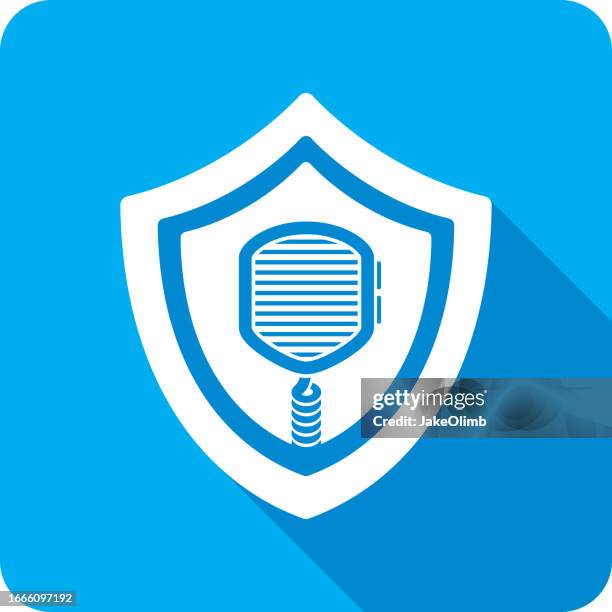 shield walkie talkie microphone icon silhouette - event security guards stock illustrations