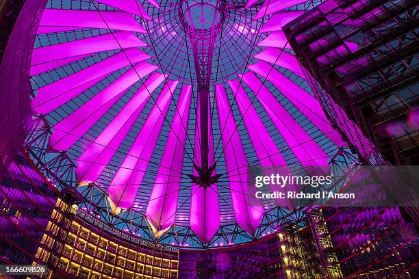 sony centre at dusk - sony centre stock pictures, royalty-free photos & images