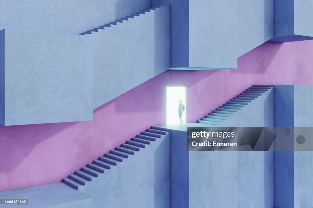 Man entering to portal