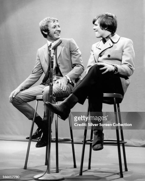 English singer and actor Noel Harrison with English singer Peter Noone , of Herman's Hermits, circa 1967.