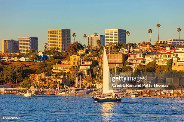 newport beach skyline and houses - newport beach california stock pictures, royalty-free photos & images