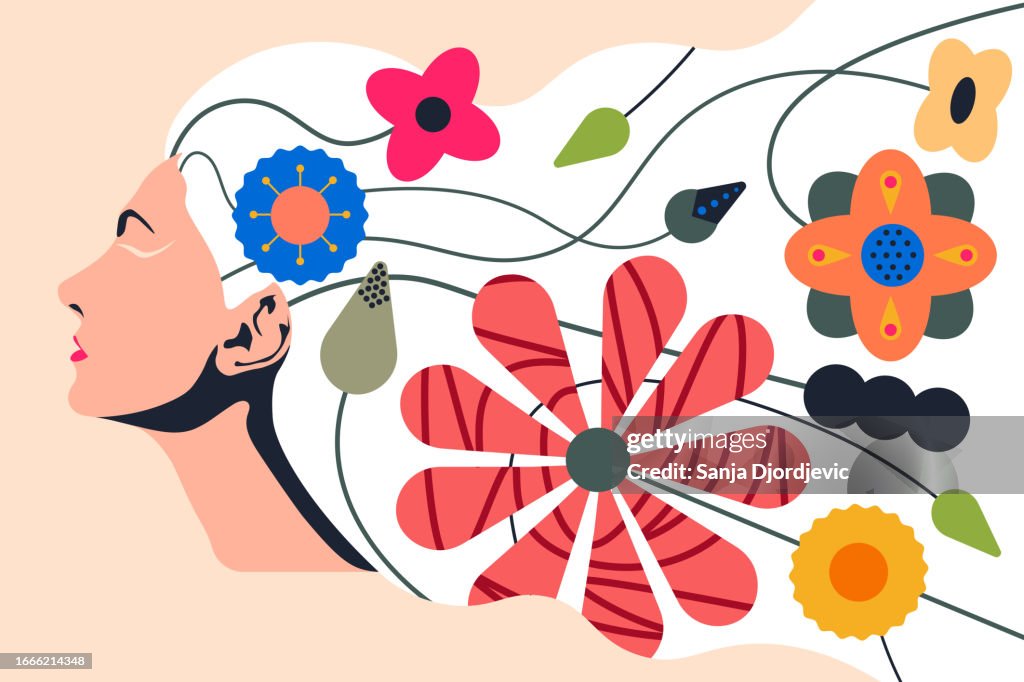 Mujer con flores en el pelo