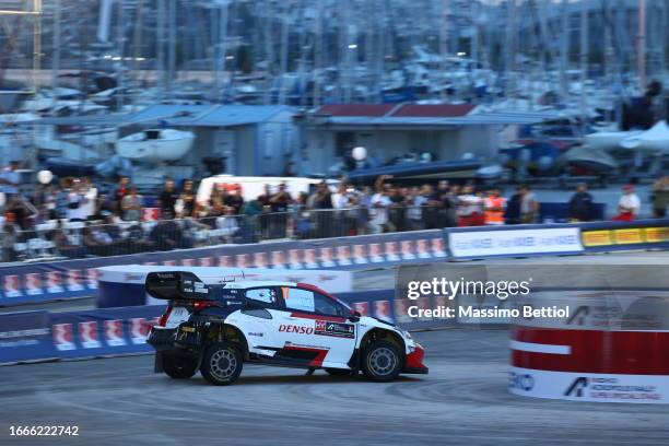 Sebastien Ogier of France and Vincent Landais of France compete with their Toyota Gazoo Racing WRT Toyota GR Yaris Rally1 during Day One of the FIA...