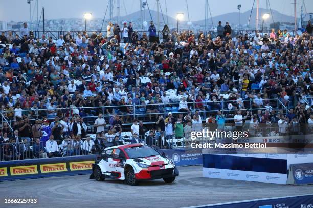 Takamoto Katsuta of Japan and Aaron Johnston of Ireland compete with their Toyota Gazoo Racing WRT Toyota GR Yaris Rally1 during Day One of the FIA...