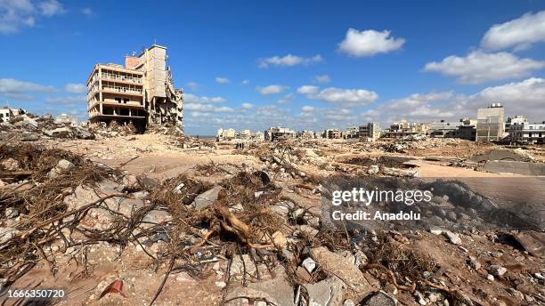 View of buildings damaged in the flood due to Storm Daniel in Derna, Libya on September 14, 2023.