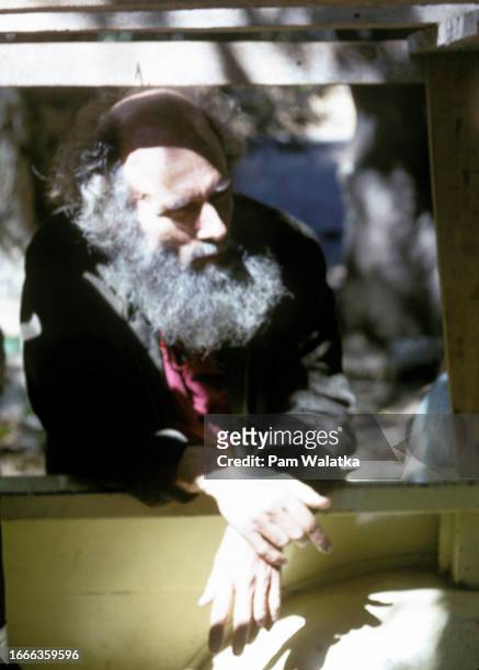 Portrait of Esalen Institute staff member Paul Herbert on the institute's grounds, Big Sur, California, 1968. The institute was founded in 1962 to...