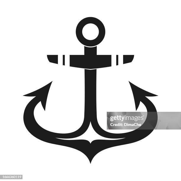anchor silhouette - cut out vector icon - decal stock illustrations