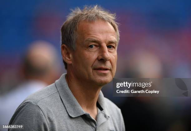 Jurgen Klinsmann, Head Coach of Republic of Korea, looks on prior to the International Friendly match between Wales and Korea Republic at Cardiff...