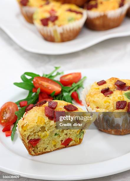 pizza muffins - savoury food stock pictures, royalty-free photos & images