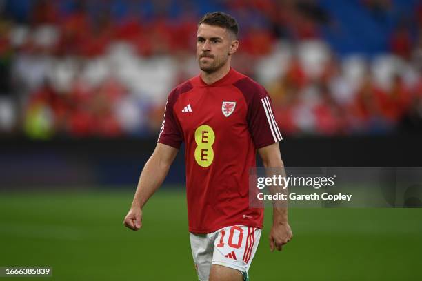 Aaron Ramsey of Wales during the International Friendly match between Wales and Korea Republic at Cardiff City Stadium on September 07, 2023 in...