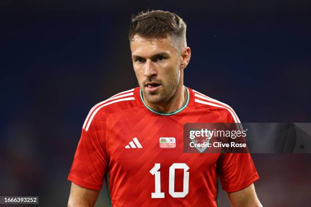 Aaron Ramsey of Wales during the International Friendly match between Wales and Korea Republic at Cardiff City Stadium on September 07, 2023 in...