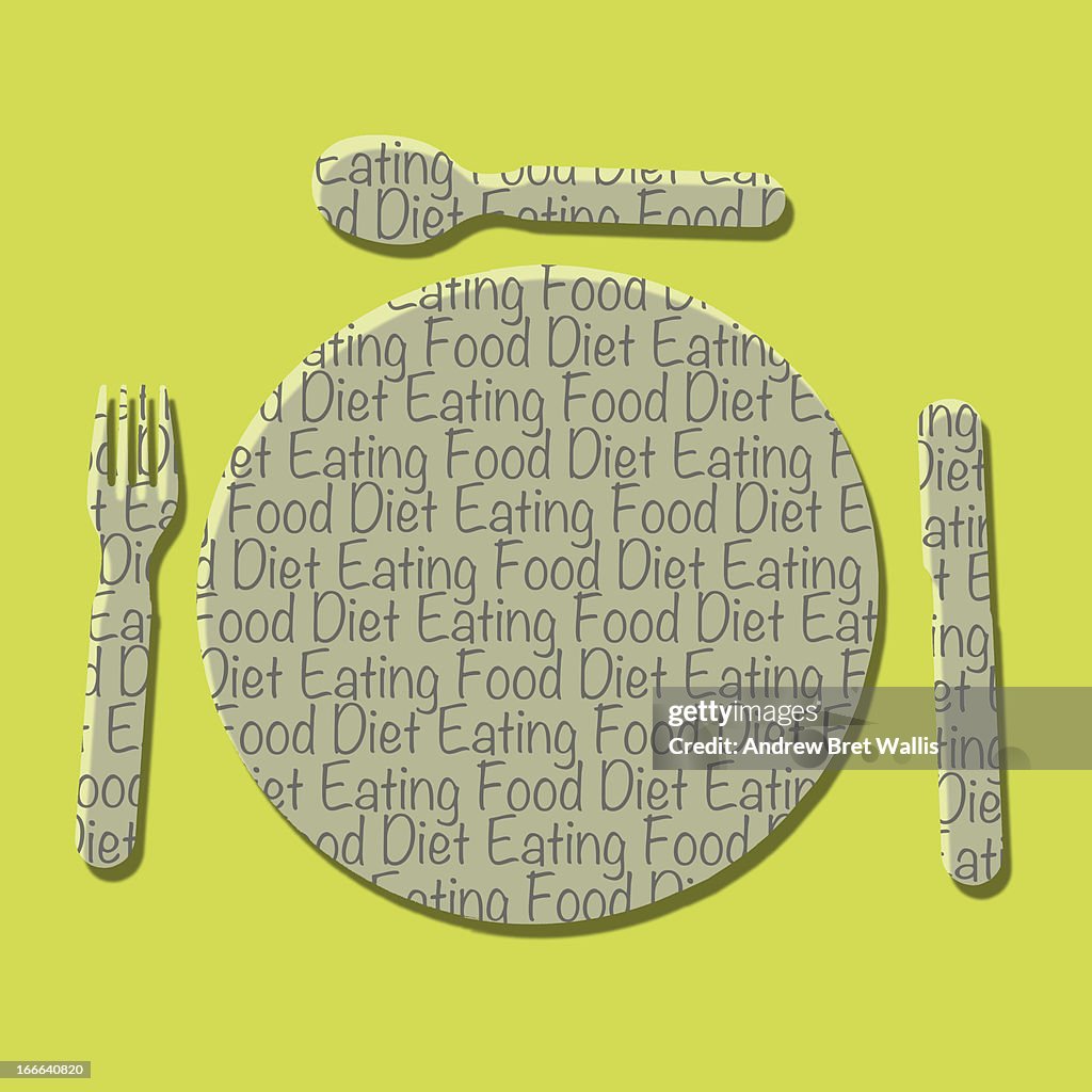 Table setting formed from food related text