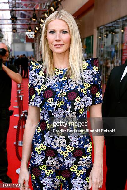 Actress Gwyneth Paltrow attends 'Iron Man 3' movie premiere, held at Le Grand Rex on April 14, 2013 in Paris, France.