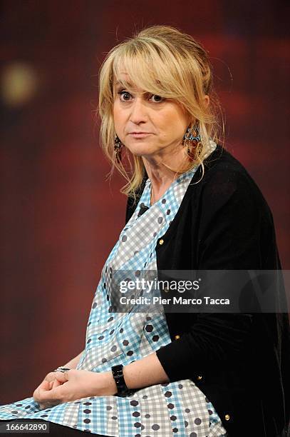 Luciana Littizzetto attends 'Che Tempo Che Fa' Italian TV Show on April 14, 2013 in Milan, Italy.