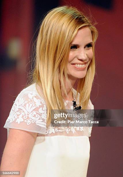 Filippa Lagerback attends 'Che Tempo Che Fa' Italian TV Show on April 14, 2013 in Milan, Italy.