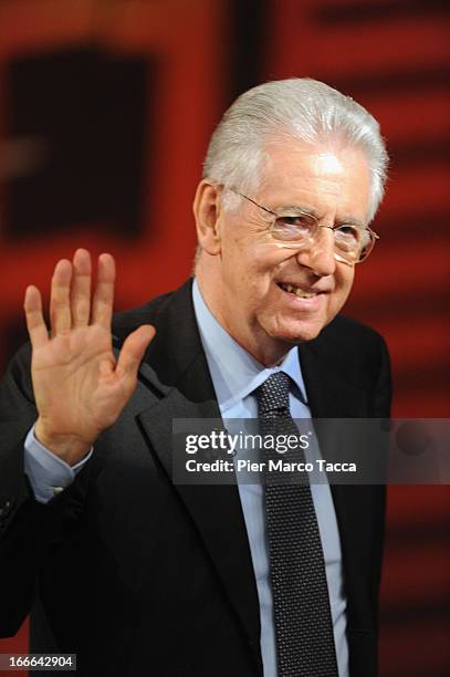 Italian Prime Minister Mario Monti attends 'Che Tempo Che Fa' Italian TV Show on April 14, 2013 in Milan, Italy.