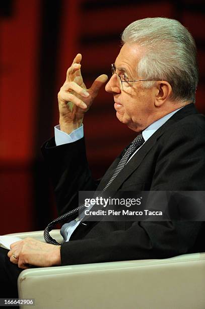 Italian Prime Minister Mario Monti attends 'Che Tempo Che Fa' Italian TV Show on April 14, 2013 in Milan, Italy.