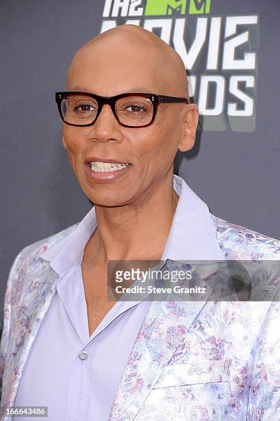 Personality RuPaul arrives at the 2013 MTV Movie Awards at Sony Pictures Studios on April 14, 2013 in Culver City, California.