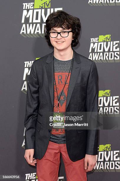 Actor Jared Gilman arrives at the 2013 MTV Movie Awards at Sony Pictures Studios on April 14, 2013 in Culver City, California.