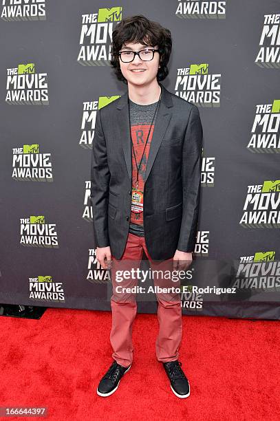 Actor Jared Gilman arrives at the 2013 MTV Movie Awards at Sony Pictures Studios on April 14, 2013 in Culver City, California.