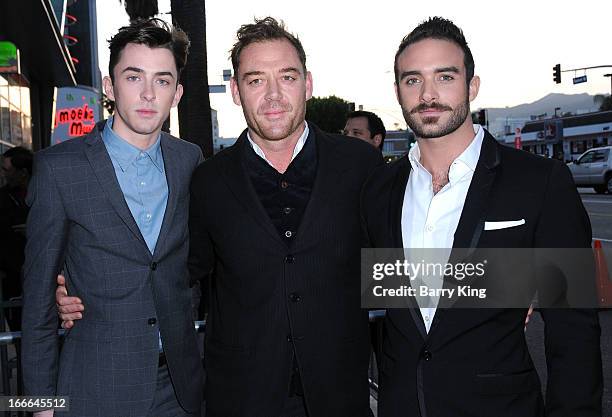 Actors Joshua Sasse, Marton Csokas and Matthew Beard attend the premiere of 'Rogue' at ArcLight Hollywood on March 26, 2013 in Hollywood, California.