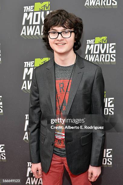 Actor Jared Gilman arrives at the 2013 MTV Movie Awards at Sony Pictures Studios on April 14, 2013 in Culver City, California.