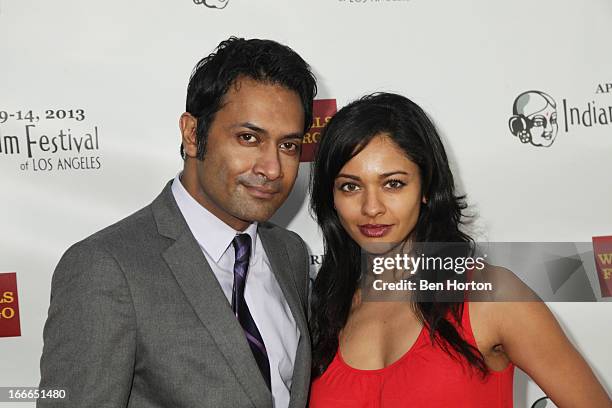 Actor Samrat Chakrabarti and actress Pooja Kumar attend the 11th Annual Indian Film Festival of Los Angeles closing night gala premiere of...