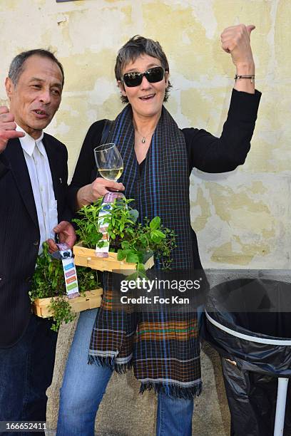 Jack Marchal and Clelia Ventura daughter of actor Lino Ventura attends the 'Journees Nationales du Livre et du Vin 2013' At Bouvet Ladurey Cellars on...