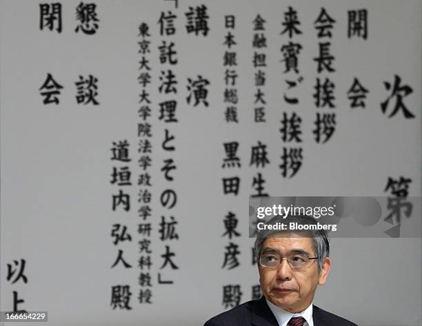 Haruhiko Kuroda, governor of the Bank of Japan , attends the annual meeting of the Trust Companies Association of Japan in Tokyo, Japan, on Monday,...