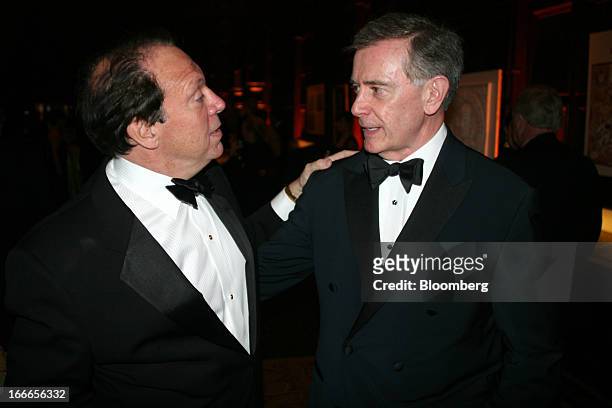 Playwright Ken Ludwig, left, and Edward Leahy, chairman of the Folger Gala and co-founder of AEG Capital LLC, attend a reception at the Folger...
