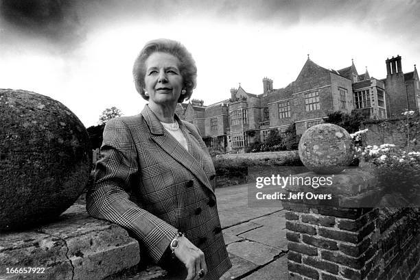 Baroness Margaret Thatcher outside Chequers in September 1993.