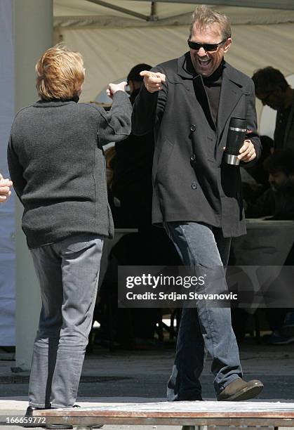 Kevin Costner is seen filming 'Three Days To Kill' on April 15, 2013 in Belgrade, Serbia.