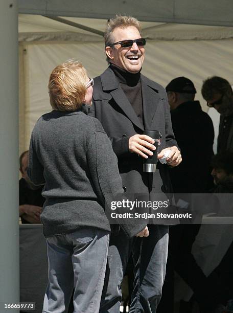 Kevin Costner is seen filming 'Three Days To Kill' on April 15, 2013 in Belgrade, Serbia.