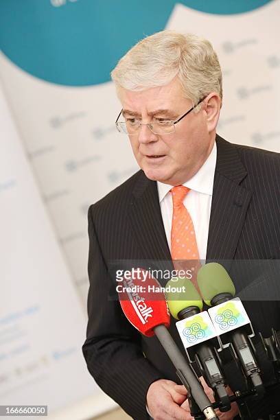 In this handout image provided by the Dept of the Taoiseach, Tanaiste, Eamon Gilmore attends the Hunger, Nutrition, Climate ,Justice Conference on...