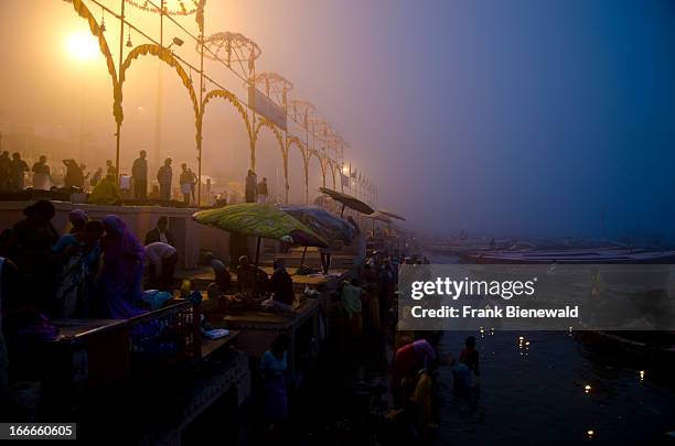 Morning fog over the ghats of Varanasi..
