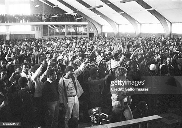 Protesting pupils use the Regina Mundi Church as a refuge during the student uprising on June 16, 1976 in Soweto in Johannesburg, South Africa.