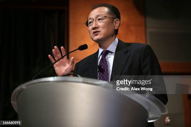 World Bank Group President Jim Yong Kim speaks during an event on "The Private Sector and Ending Poverty" April 15, 2013 at the International Finance...
