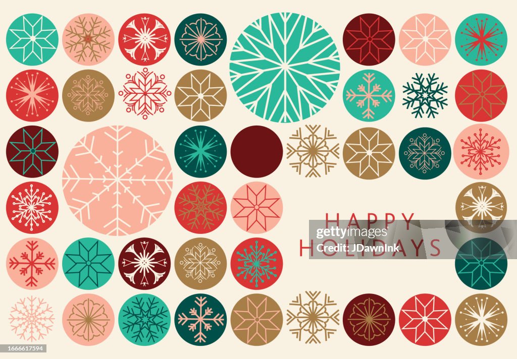 Abstract Rounded Holiday Vector Happy Holidays Greeting Abstract Geometric Circle Mosaic Greeting Card ...