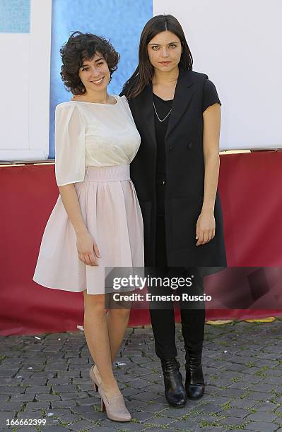 Diane Fleri and Elisa Fuksas attend the "Nina" photocall at Cinema Barberini on April 15, 2013 in Rome, Italy.