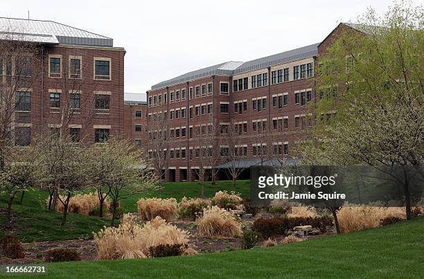 Trees begin to bloom in front of the Sprint Nextel operational headquarters after Dish Network made a $25.5 billion bid for the company on April 15,...