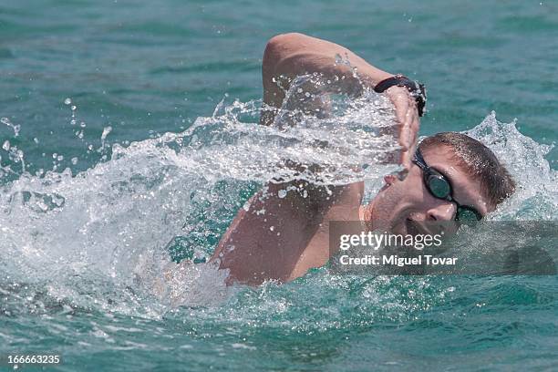 Daniel Fogg of UK competes in the Men's Open Water 10km FINA World Championships at Cozumel Beach on April 13, 2013 in Cozumel, Mexico.