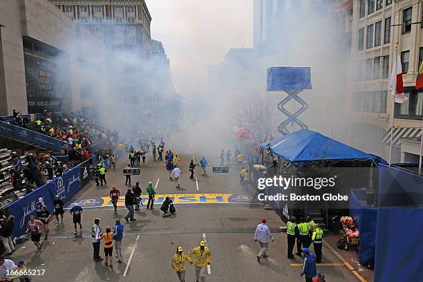 Two explosions went off near the finish line of the 117th Boston Marathon on April 15, 2013.