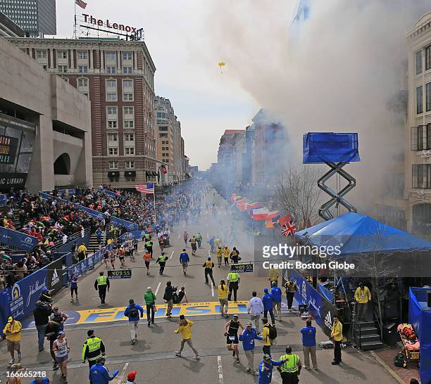 Two explosions went off near the finish line of the 117th Boston Marathon on April 15, 2013.
