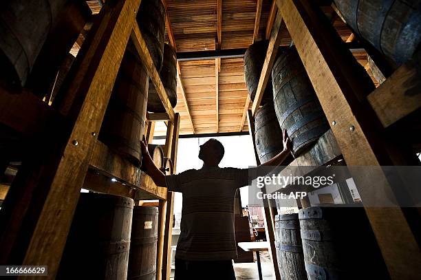 By Gerard Aziakou Barrels of the sugarcane moonshine known as cachaca are being checked at the aging cellar of the Luiz de Queiroz college of...