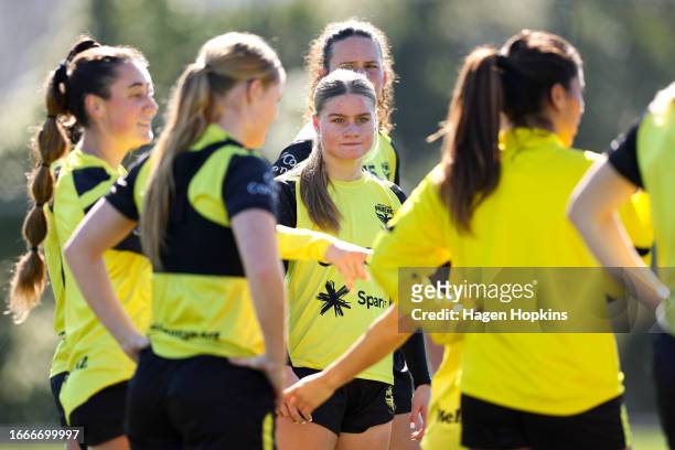 Daisy Brazendale looks on during a Wellington Phoenix A-League Women media opportunity at NZCIS on September 08, 2023 in Wellington, New Zealand.