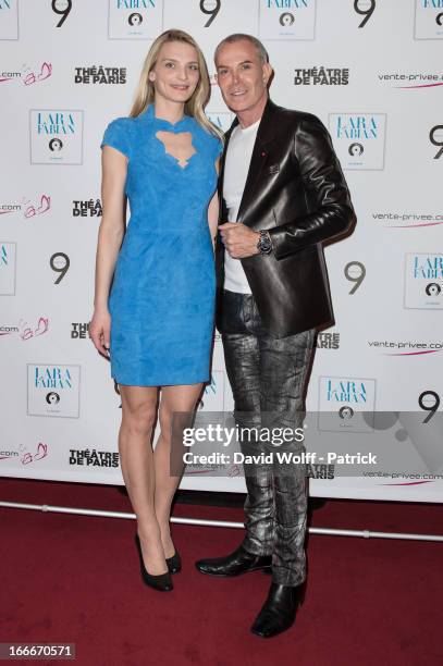 Sarah Marshall and Jean Claude Jitrois attend the Lara Fabian concert at Theatre de Paris on April 15, 2013 in Paris, France.